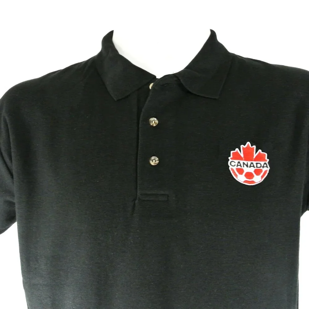 SOCCER CANADA Team Canada Black Polo Golf Shirt Size M Medium - Picture 2 of 5